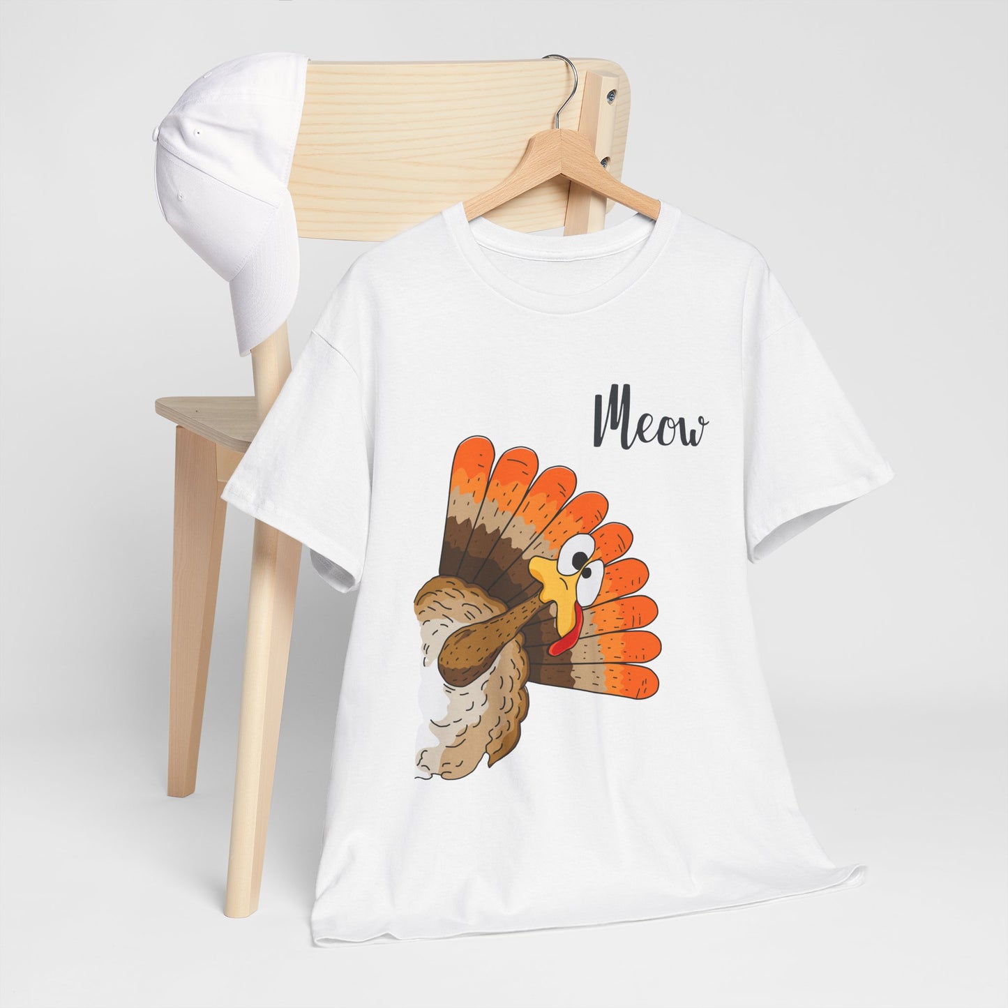 Funny Cat Turkey T-Shirt - Thanksgiving Meow Cat Lover Tee