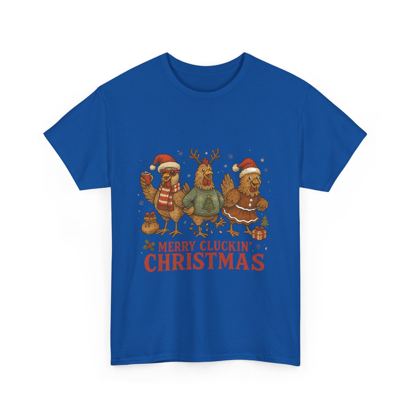 Merry Cluckin' Christmas Chicken T-Shirt - Funny Holiday Farm Tee