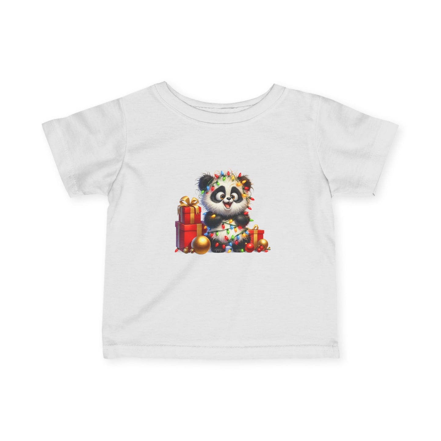 Baby Panda Christmas Lights Infant T-Shirt – Cute Holiday Outfit