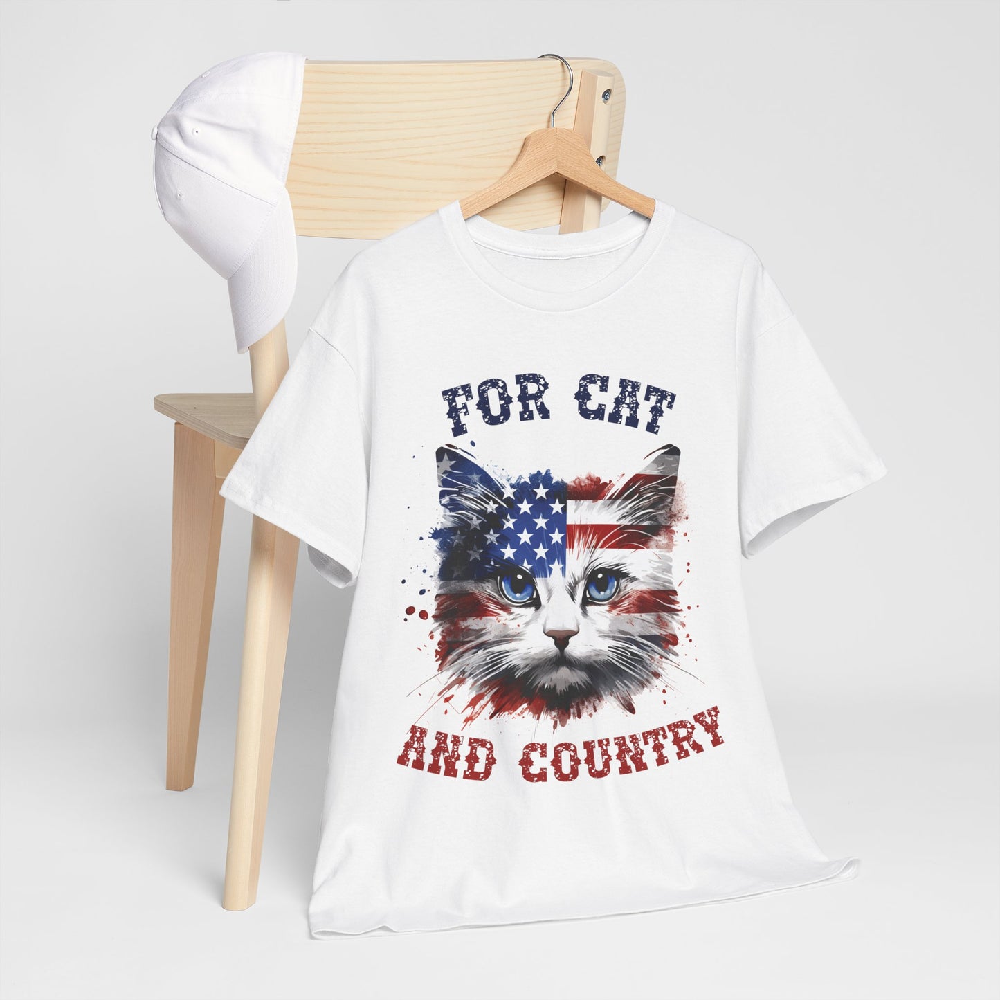 For Cat and Country Shirt - Patriotic USA Flag Cat Tee