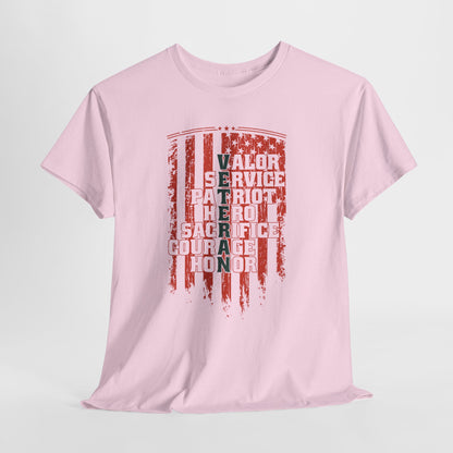 Veteran Word Art T-Shirt - Military Acronym Flag Tee