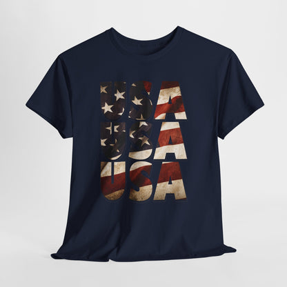 Vintage USA Flag T-Shirt - Distressed American Flag 4th of July Tee