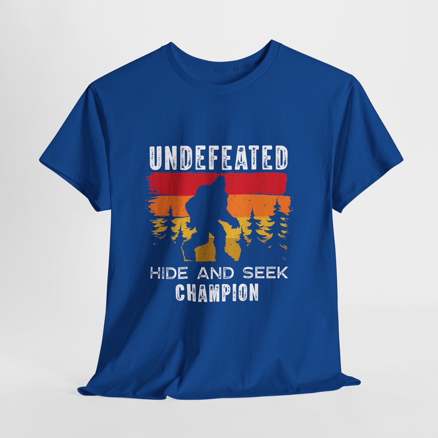 Undefeated Hide and Seek Champion Bigfoot T-Shirt - Retro Sunset Tee