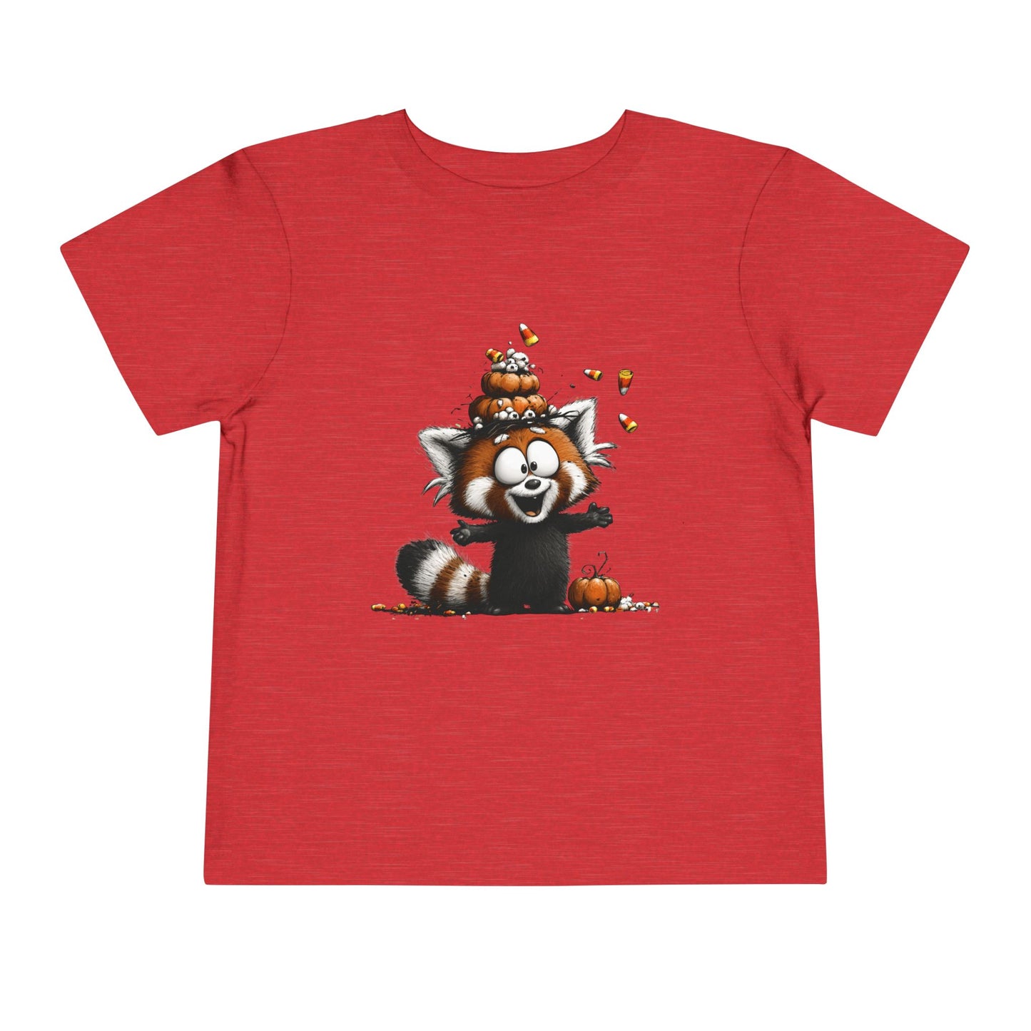 Red Panda Kids Halloween T-Shirt - Candy Corn & Pumpkins Toddler Tee