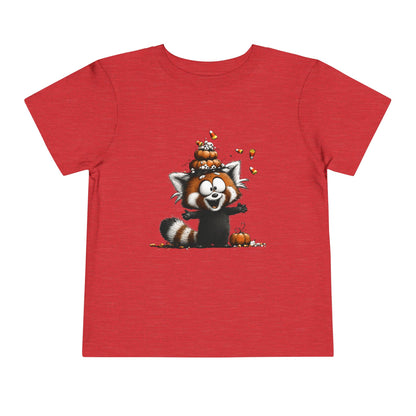 Red Panda Kids Halloween T-Shirt - Candy Corn & Pumpkins Toddler Tee