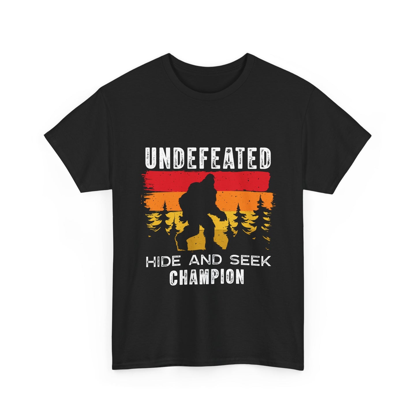 Undefeated Hide and Seek Champion Bigfoot T-Shirt - Retro Sunset Tee