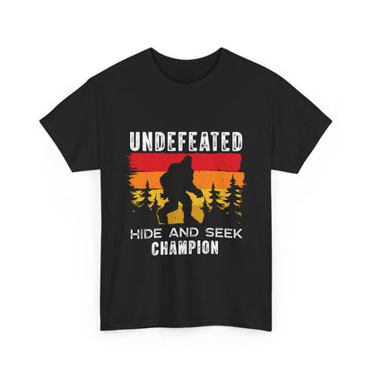 Undefeated Hide and Seek Champion Bigfoot T-Shirt - Retro Sunset Tee