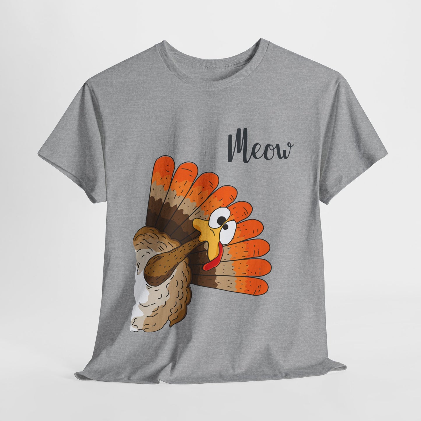 Funny Cat Turkey T-Shirt - Thanksgiving Meow Cat Lover Tee