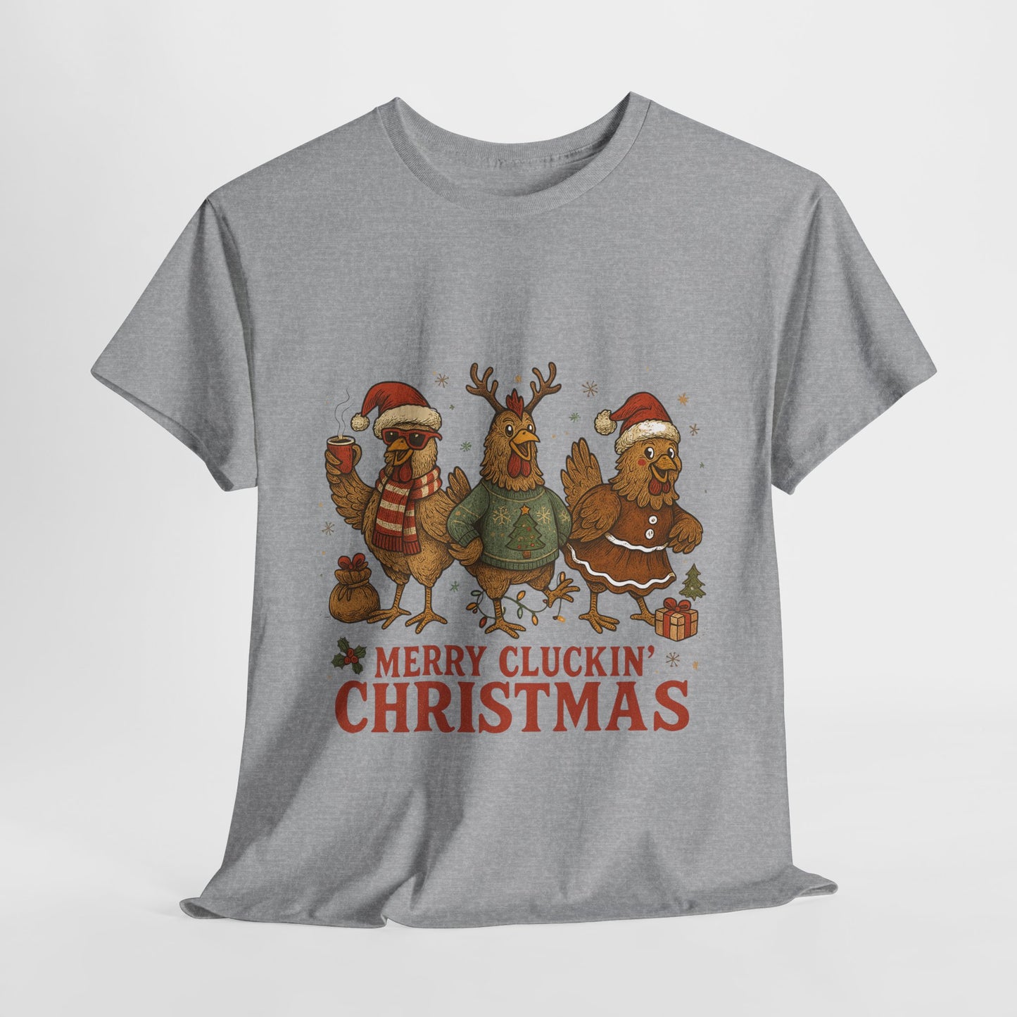 Merry Cluckin' Christmas Chicken T-Shirt - Funny Holiday Farm Tee