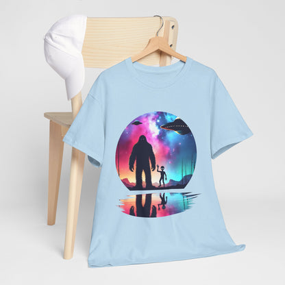 Koszulka z motywem przyjaźni Wielkiej Stopy i Obcych – Retro Vaporwave Galaxy UFO