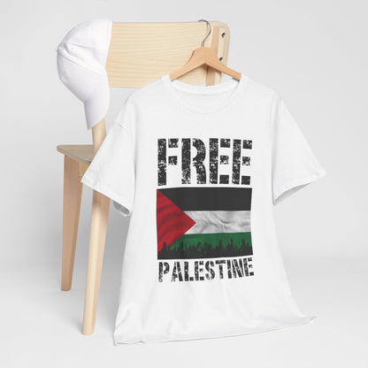 Palästinensisches Flaggen-Shirt mit Stadt-Skyline - Free Palestine Tee, Urban Grunge Protest T-Shirt für Aktivisten &amp; Menschenrechtsunterstützer