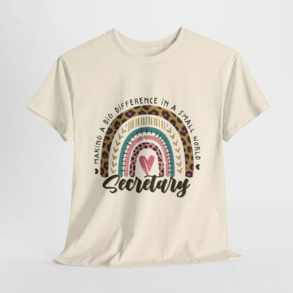 Secretary Rainbow Shirt - Cute Leopard Print Office Tee for Secretaries, Glam Animal Print Heart Gift, Boho Office Assistant T-Shirt