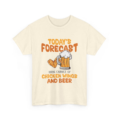 Today's Forecast 100% Chicken Wings & Beer T-Shirt - Funny Tailgate BBQ Tee