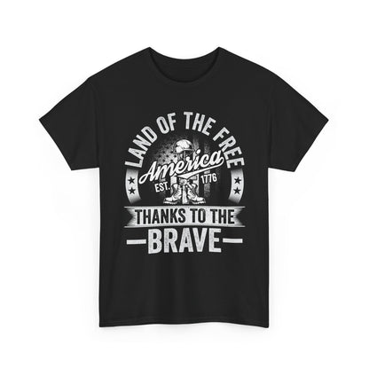 Land of the Free T-Shirt - Battlefield Cross & Flag Memorial Tee