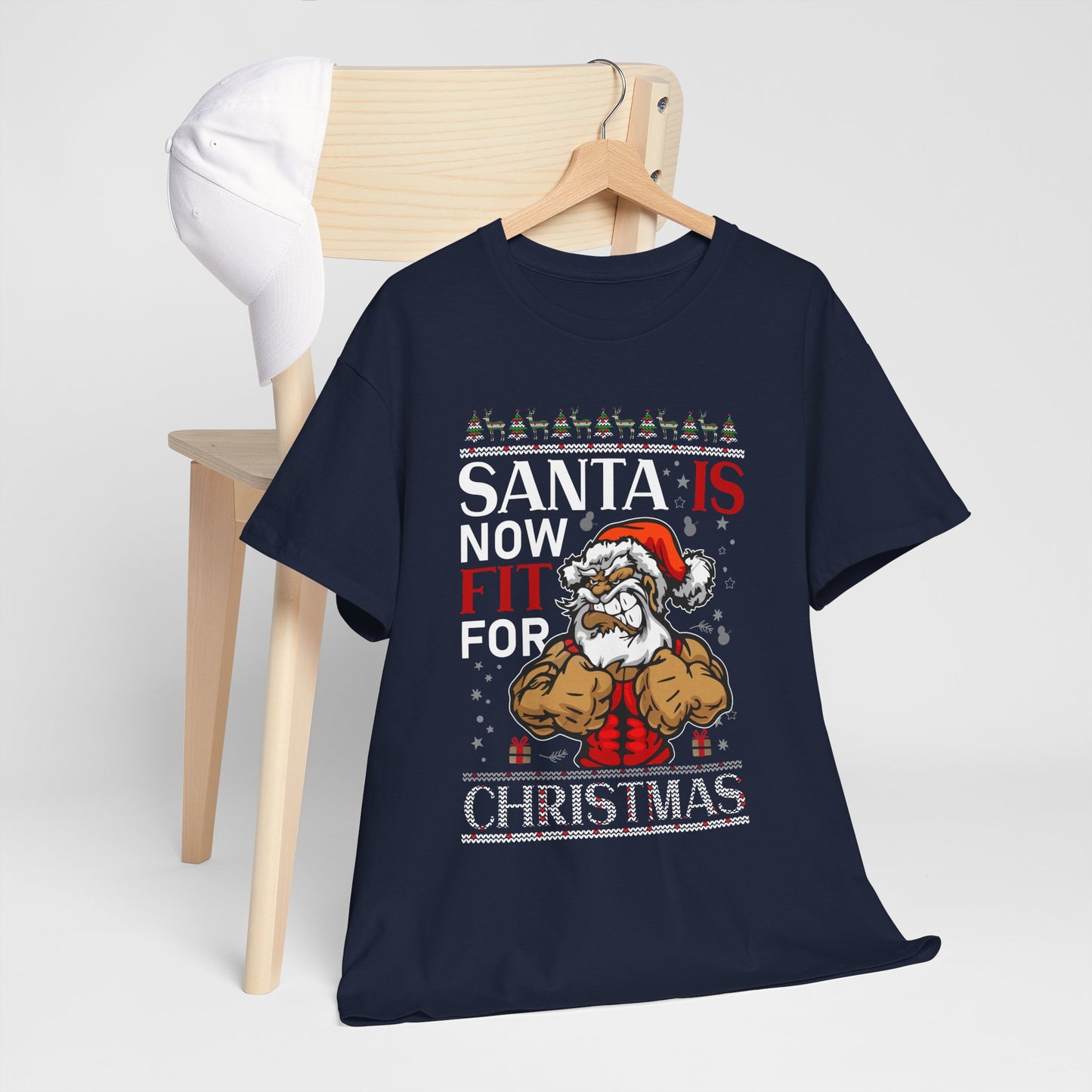 Santa Is Now Fit for Christmas Shirt – Funny Muscle Santa Gym Holiday Tee