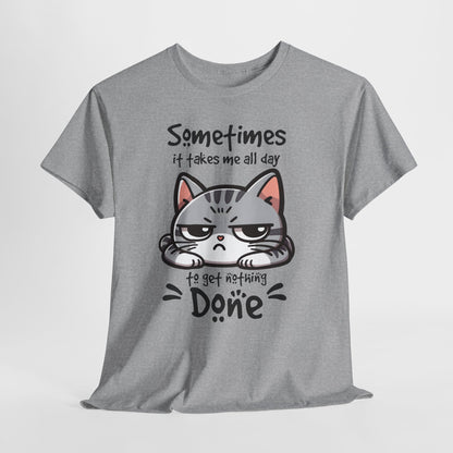 Faules Katzen-Produktivitäts-Shirt – Lustiges Grumpy-Cat-T-Shirt für Homeoffice-Tage