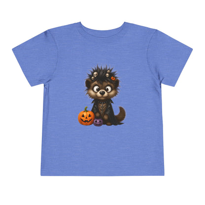 Goth Pup Kids Halloween T-Shirt - Puppy & Jack O' Lantern Toddler Tee