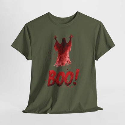 Boo Ghost Halloween T-Shirt - Red Spirit Blood Splatter Horror Tee