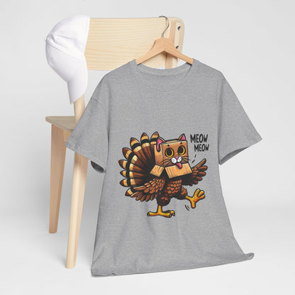 Funny Turkey Cat T-Shirt - Thanksgiving Meow Meow Cat Lover Tee