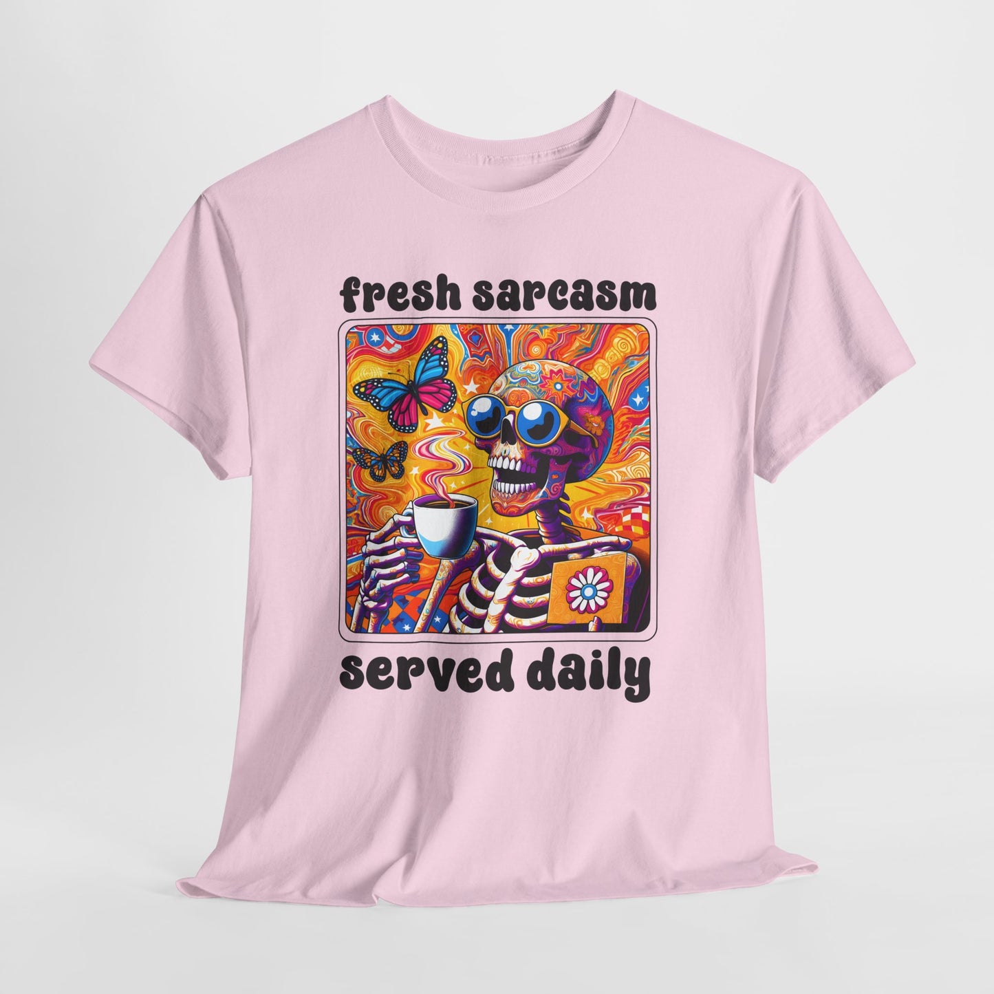 Psychedelic Coffee Skeleton T-Shirt - Trippy Boho Butterfly Tee