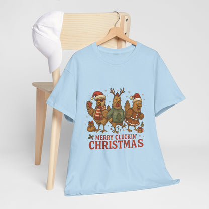 Merry Cluckin' Christmas Chicken T-Shirt - Funny Holiday Farm Tee