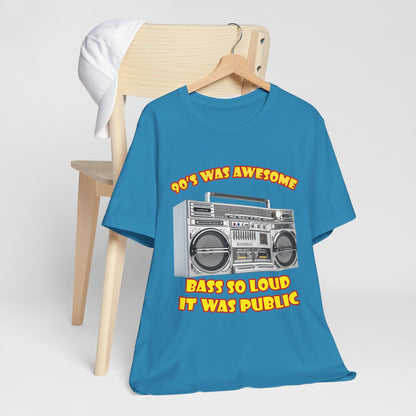 Bass So Loud It Was Public T-Shirt - Retro Boombox 90s Tee