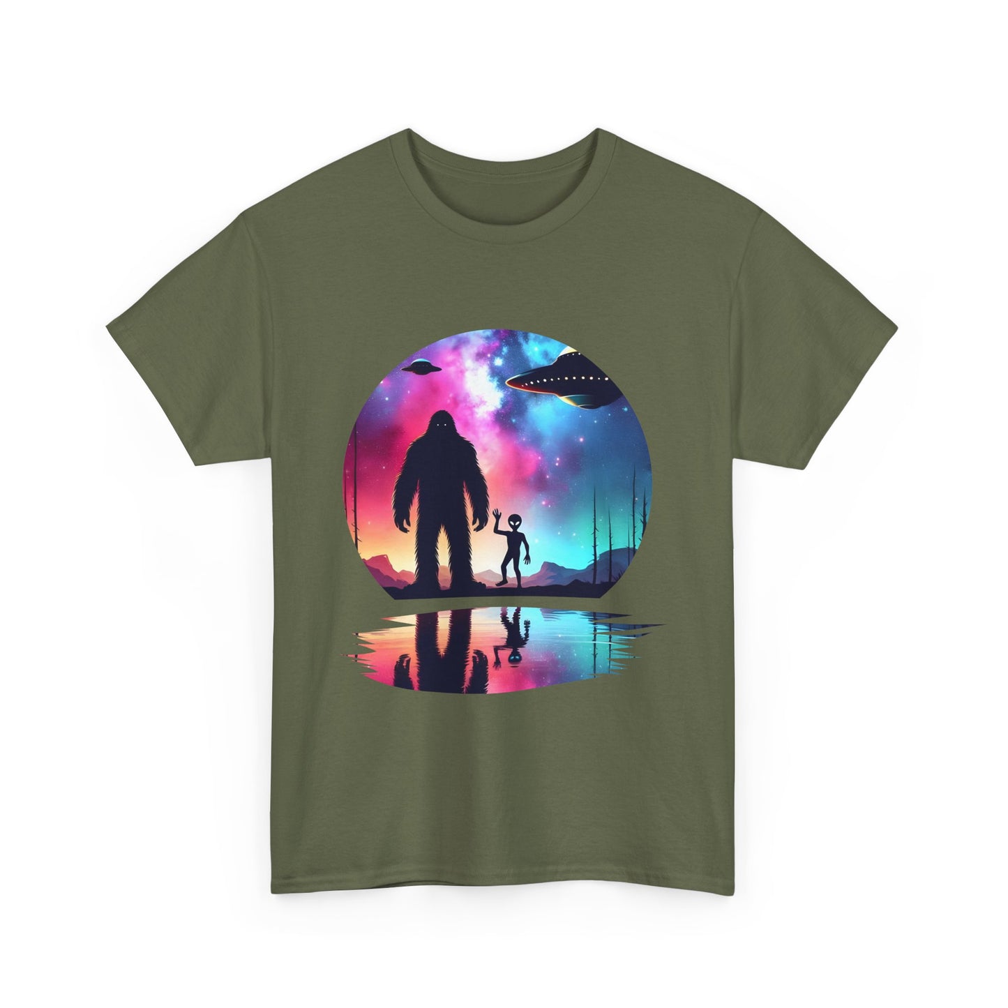 Koszulka z motywem przyjaźni Wielkiej Stopy i Obcych – Retro Vaporwave Galaxy UFO