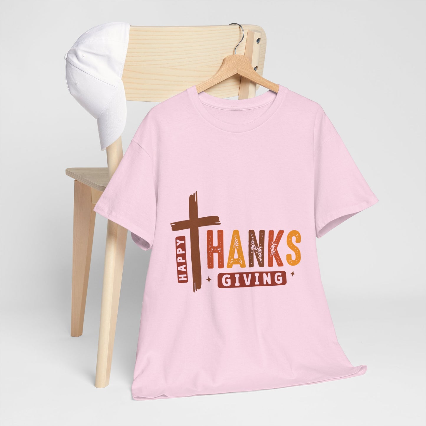 Christian Thanksgiving T-Shirt - Faith-Based “THANKS” Cross Jesus Tee