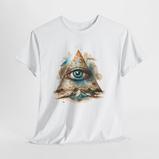 All-Seeing Eye Pyramid T-Shirt - Watercolor Illuminati Aesthetic Tee