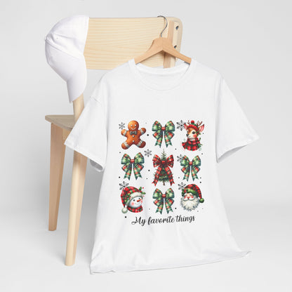 My Favorite Christmas Things Shirt - Plaid Bows Reindeer Gingerbread Tee