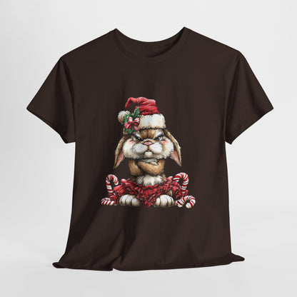 Grumpy Christmas Bunny T-Shirt - Santa Hat Rabbit in Red Tutu Tee
