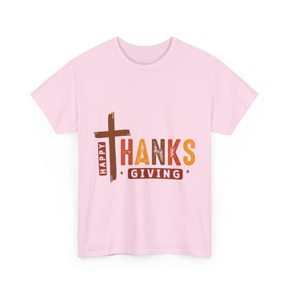 Christian Thanksgiving T-Shirt - Faith-Based “THANKS” Cross Jesus Tee