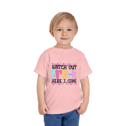 Watch Out Pre-K Shirt - Cute Toddler Back to School Tee, Preschool Here I Come Shirt for Kids, Colorful First Day of Pre-K Outfit