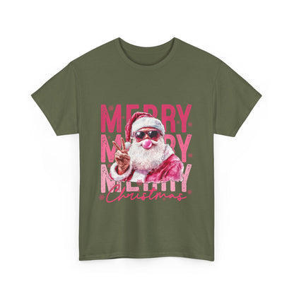 Cool Santa Bubblegum T-Shirt - Pink Merry Christmas Tee
