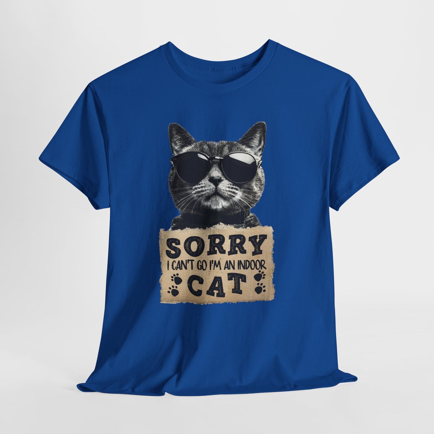 Indoor Cat T-Shirt - Sorry I Can't Go Meme Tee