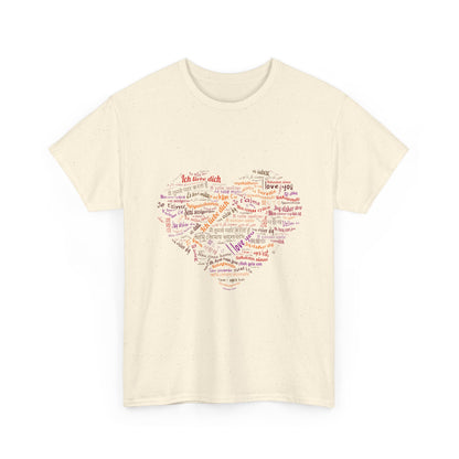 I Love You in Every Language T-Shirt - Multilingual Heart Design - Romantic Gift for Valentines Day, Anniversary, or Birthday