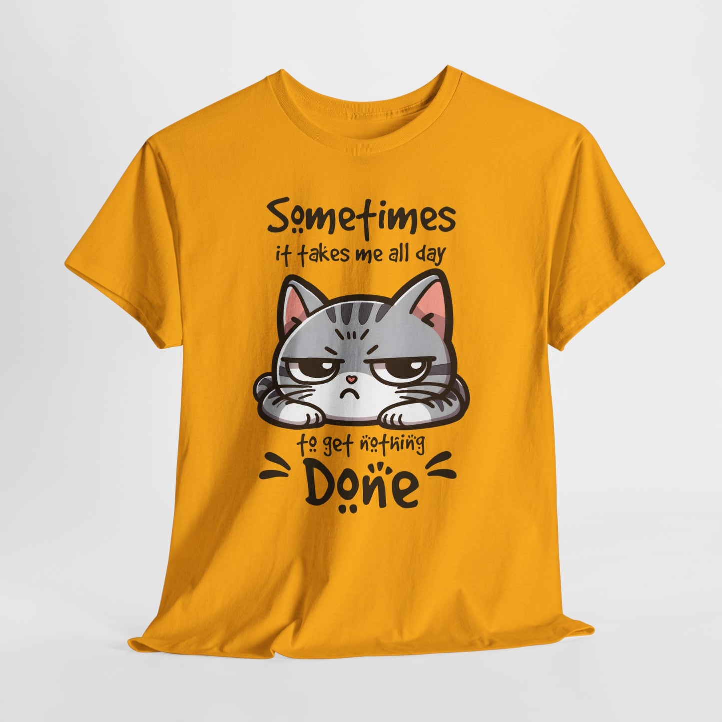 Faules Katzen-Produktivitäts-Shirt – Lustiges Grumpy-Cat-T-Shirt für Homeoffice-Tage