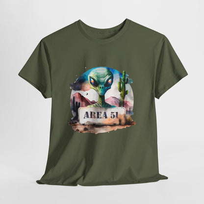 Area 51 Alien Shirt - Watercolor UFO Desert Tee, Roswell Sci-Fi Aesthetic T-Shirt