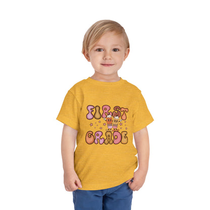 First Grade Bubble Letters T-Shirt | Cute Retro Back to School Kids Tee