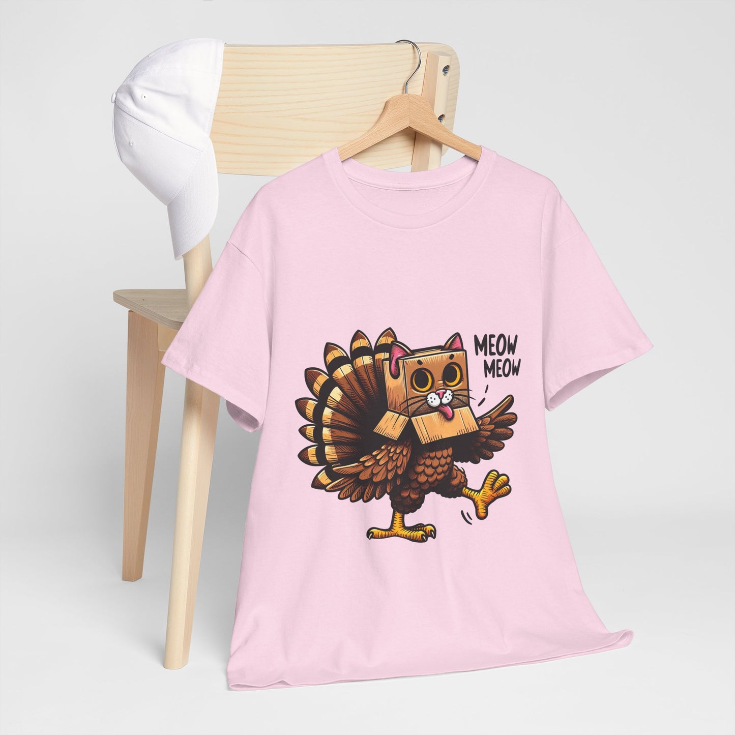 Funny Turkey Cat T-Shirt - Thanksgiving Meow Meow Cat Lover Tee