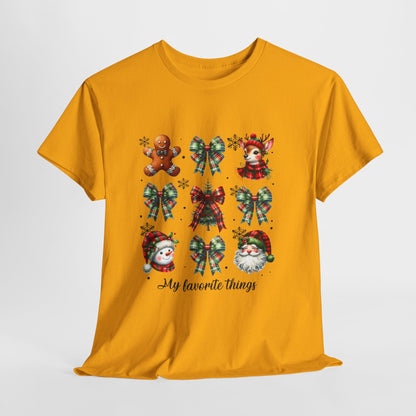 My Favorite Christmas Things Shirt - Plaid Bows Reindeer Gingerbread Tee