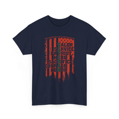 Veteran Word Art T-Shirt - Military Acronym Flag Tee