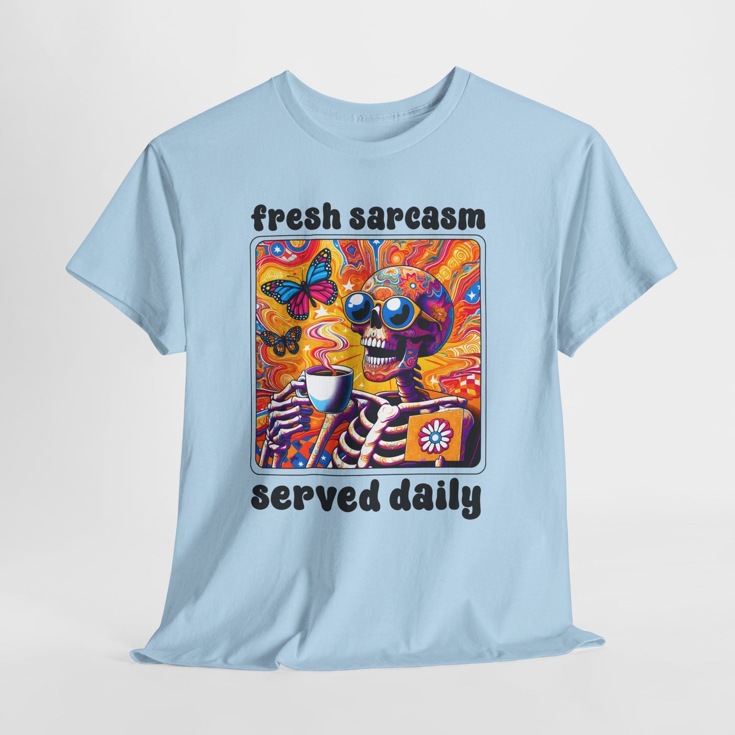 Psychedelic Coffee Skeleton T-Shirt - Trippy Boho Butterfly Tee