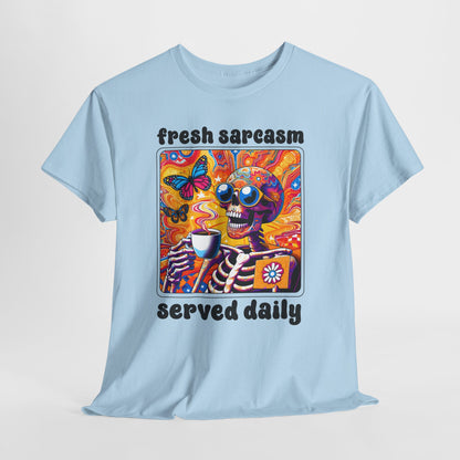 Psychedelic Coffee Skeleton T-Shirt - Trippy Boho Butterfly Tee