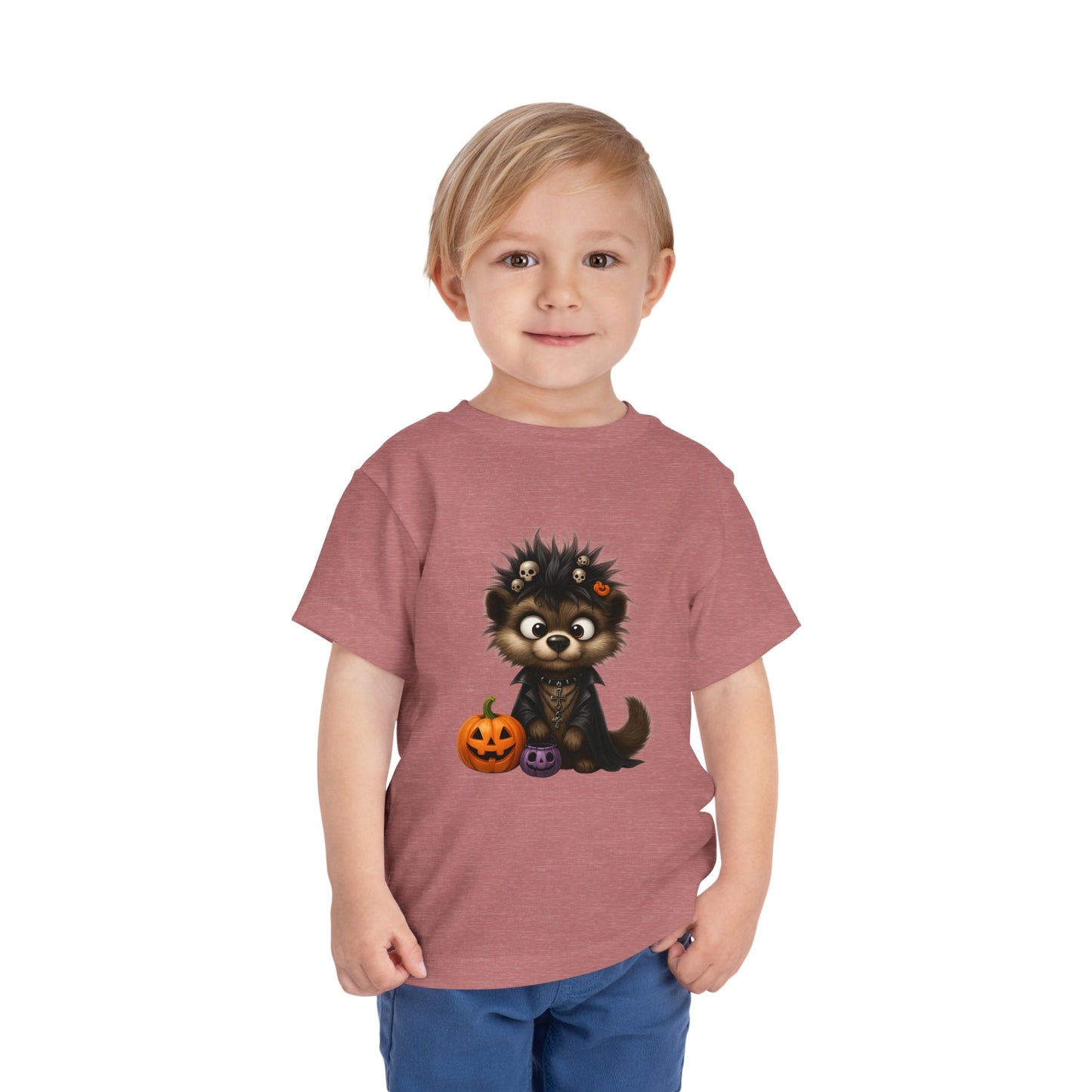 Goth Pup Kids Halloween T-Shirt - Puppy & Jack O' Lantern Toddler Tee