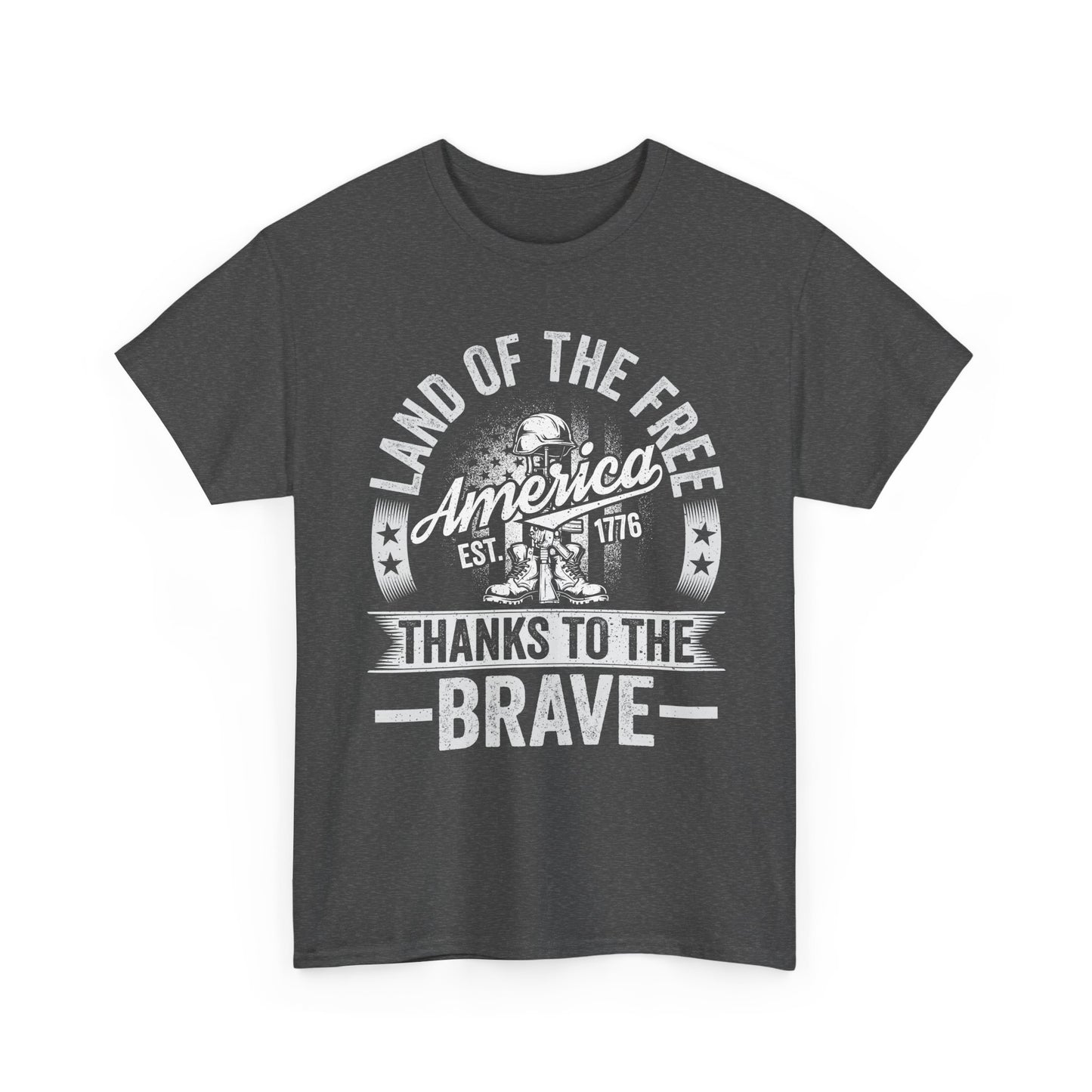 Land of the Free T-Shirt - Battlefield Cross & Flag Memorial Tee