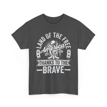 Land of the Free T-Shirt - Battlefield Cross & Flag Memorial Tee
