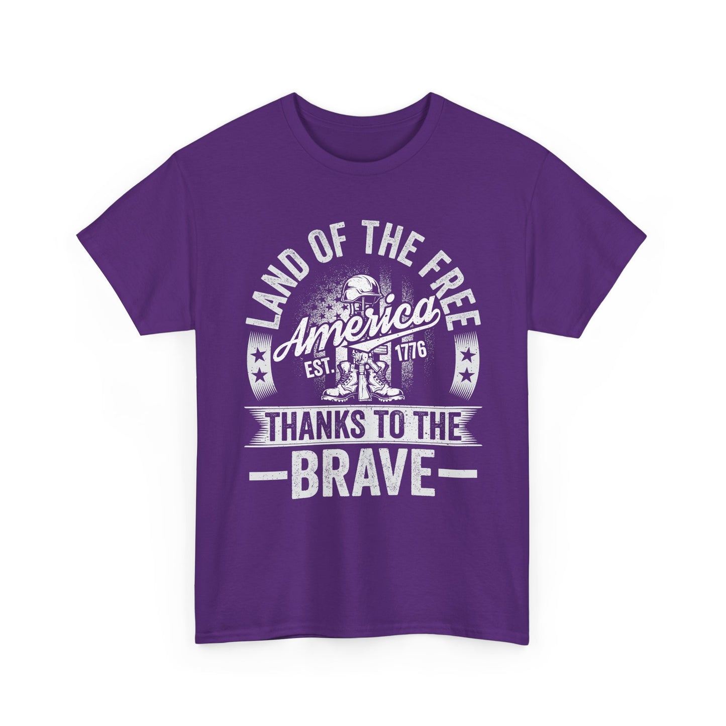 Land of the Free T-Shirt - Battlefield Cross & Flag Memorial Tee