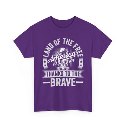Land of the Free T-Shirt - Battlefield Cross & Flag Memorial Tee