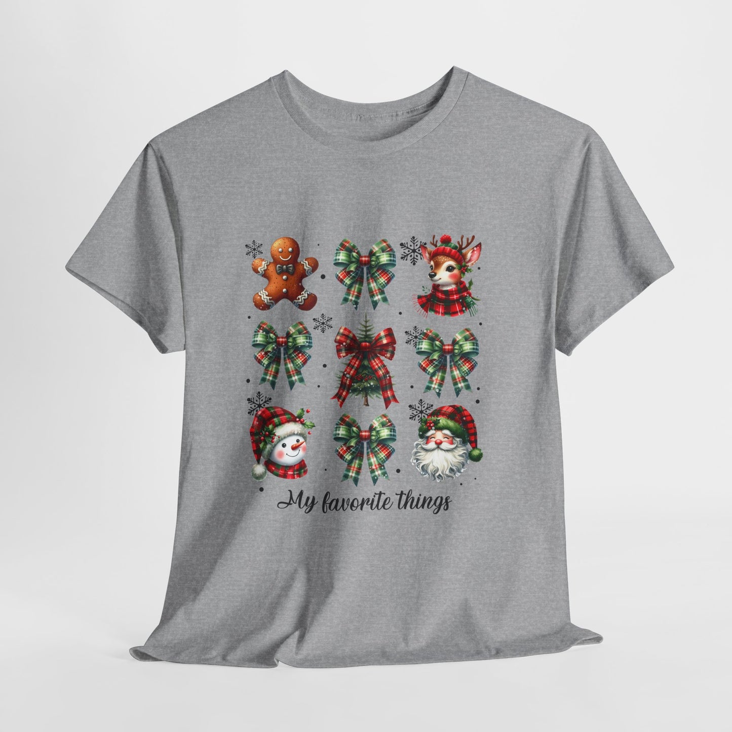 My Favorite Christmas Things Shirt - Plaid Bows Reindeer Gingerbread Tee
